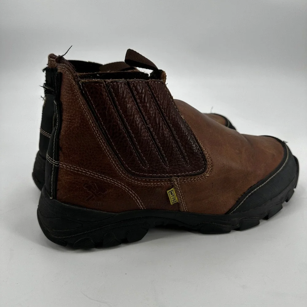 Iron Age‎ Mens Brown Leather Slip On Work Boots Metatarsal Guard Workwear Safety